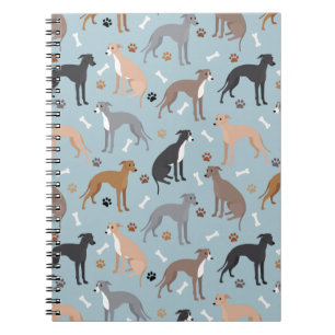 Italienska Greyhound Hund Bones and Tassar Noteboo Anteckningsbok