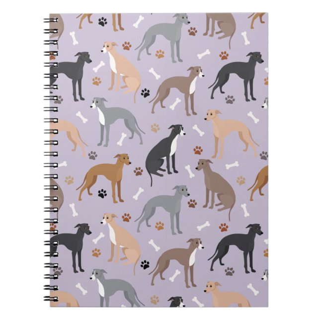 Italienska Greyhound Hund Bones och Tass Anteckningsbok (Framsidan)