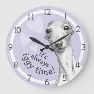 Italienska Greyhound hund Cute Funny Sketch Iggy-t Stor Klocka