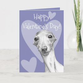 Italienska Greyhound hund Cute Valentines day Kärl Helgkort