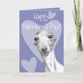 Italienska Greyhound hund Cute Valentines day Kärl Helgkort