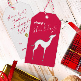 Italienska Greyhound Hund elegant silhouette Howli Presentetikett