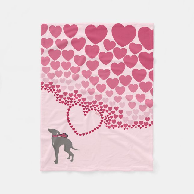 Italienska Greyhound Hund Heart Blanket. Fånig Igg Fleecefilt (Framsidan)