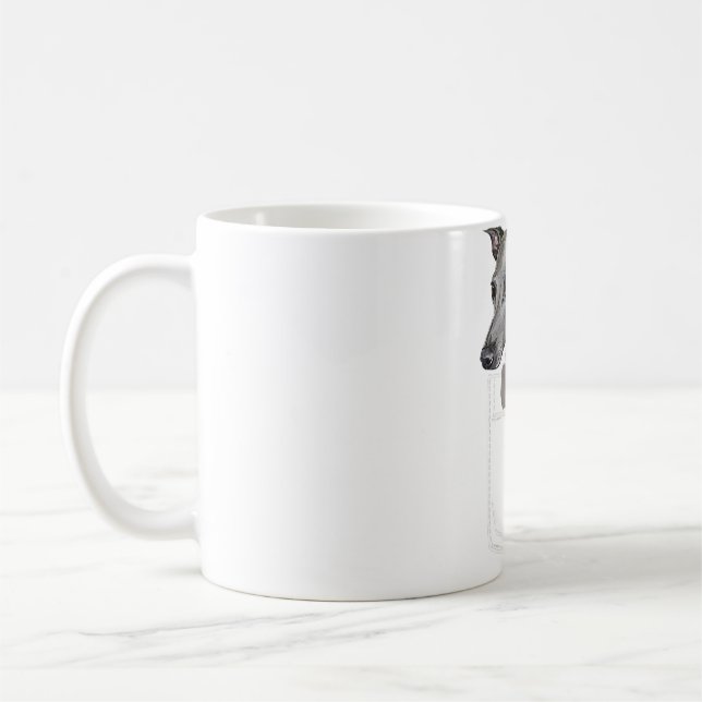 Italienska Greyhound-Hund i Front Pocket Funny Kaffemugg (Vänster)