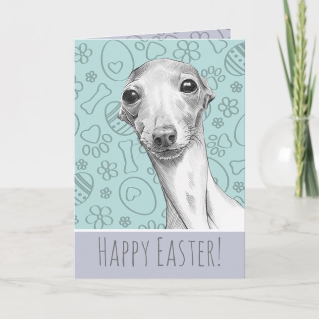 Italienska Greyhound hund mönster Cute Pastel Helgkort (Framsida)