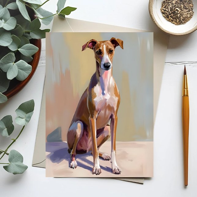 Italienska Greyhound Hund Painting Vykort (Skapare uppladdad)