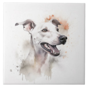 Italienska Greyhound Hund Pet, Watercolor Kakelplatta