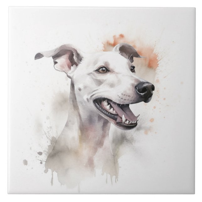 Italienska Greyhound Hund Pet, Watercolor Kakelplatta (Framsidan)