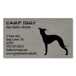 Italienska Greyhound Hund Silhouette Faux Wood Sti Magnetiska Visitkort