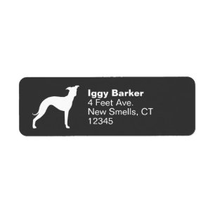 Italienska Greyhound Hund Silhouette Returadress Etikett