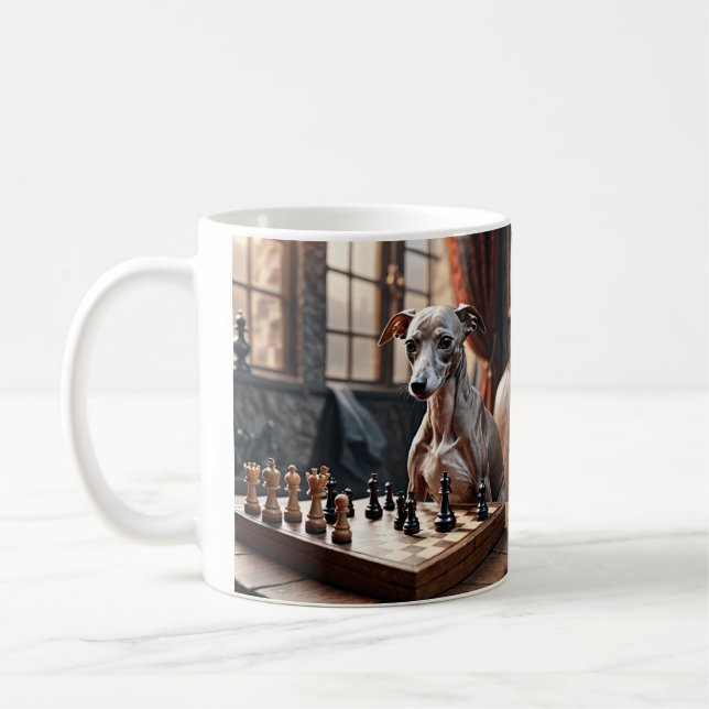 Italienska Greyhound Hund Spelschess Kaffemugg (Vänster)