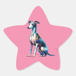 Italienska Greyhound Hund Stjärnformat Klistermärke