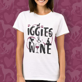 Italienska Greyhound Hund Vin älskare Funny text T Shirt