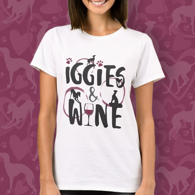 Italienska Greyhound Hund Vin älskare Funny text T Shirt (Skapare uppladdad)