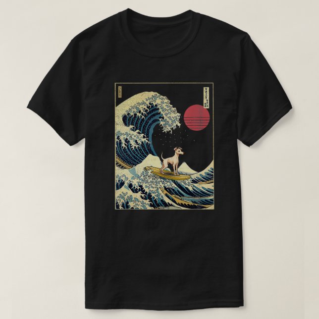 Italienska Greyhound Japanska Kanagawa Wave Funny  T Shirt (Design framsida)