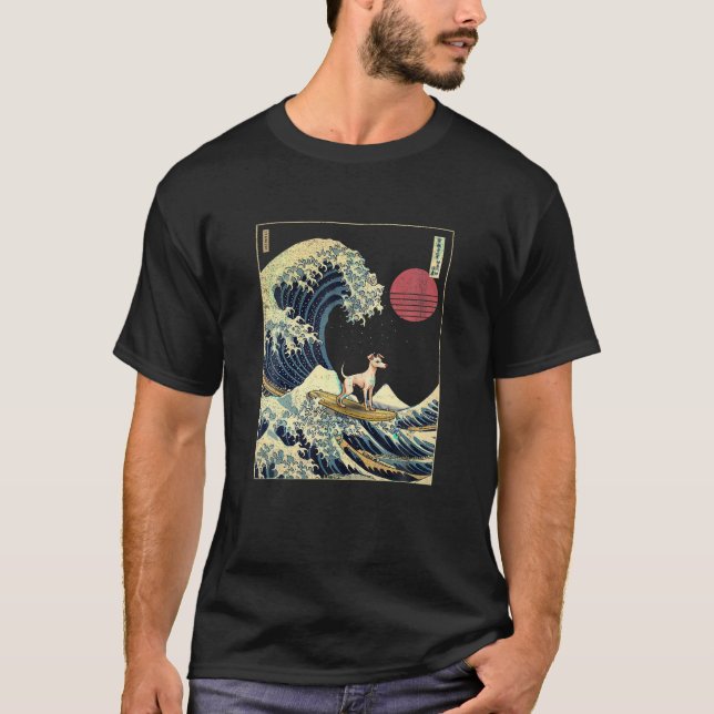 Italienska Greyhound Japanska Kanagawa Wave Funny  T Shirt (Framsida)