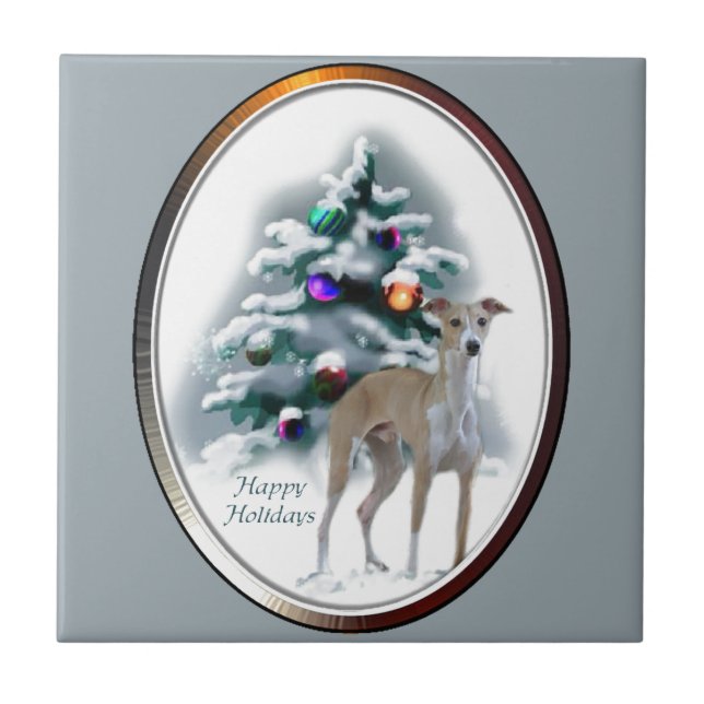 Italienska Greyhound-jul Kakelplatta (Framsidan)