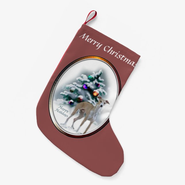 Italienska Greyhound-jul Liten Julstrumpa (Framsidan (Hängande))