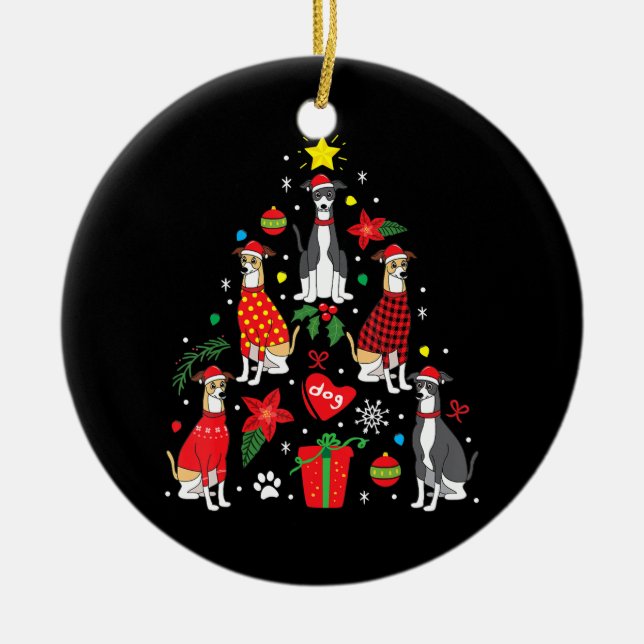 Italienska Greyhound-julen Ornament Träd Hund Mamm (Framsidan)