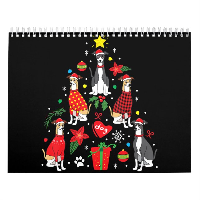 Italienska Greyhound-julen Ornament Träd Hund Mamm Kalender (Omslag)