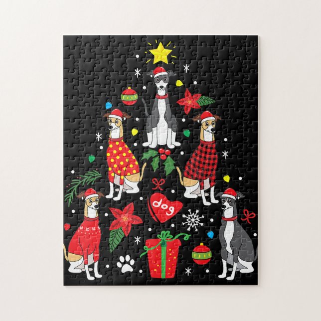 Italienska Greyhound-julen Ornament Träd Hund Mamm Pussel (Vertikal)