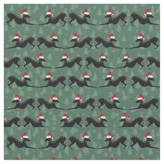 Italienska Greyhound-julfabriken Tyg (Närbild)