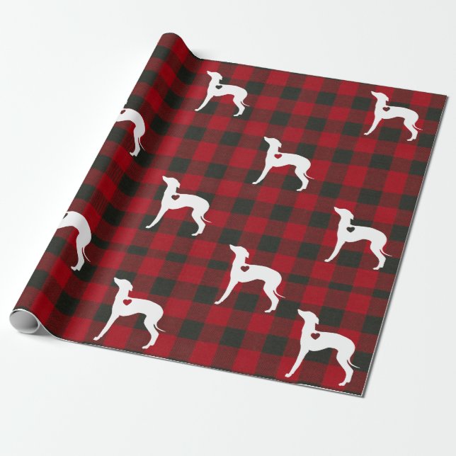 Italienska Greyhound-julklappning Papprare check Presentpapper (Utrullad)