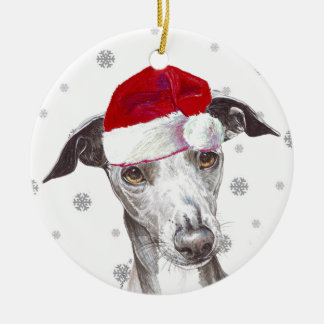 Italienska Greyhound - jultomten Bauble Julgransprydnad Keramik