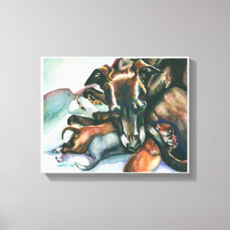Italienska greyhound med nyfödda valpar canvastryck