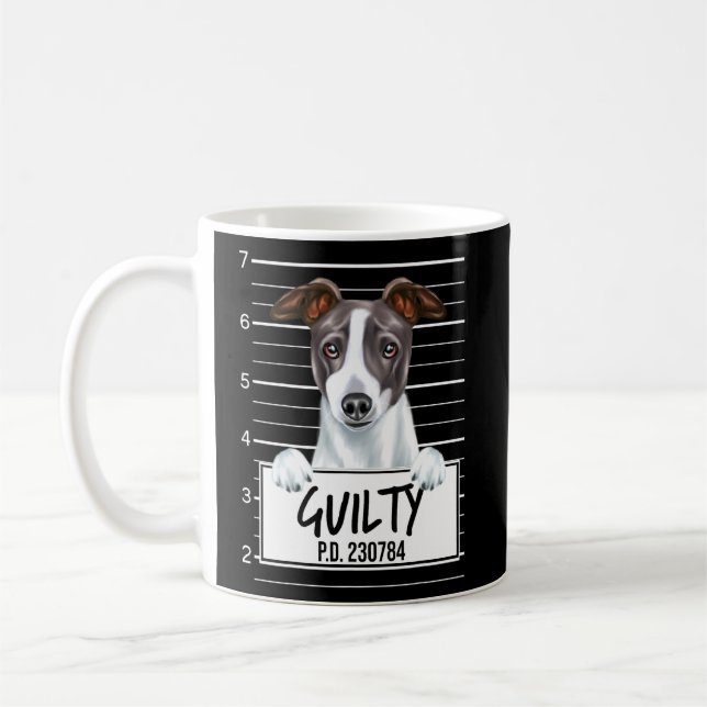 Italienska Greyhound Mugshot Guilty Hund Kaffemugg (Vänster)