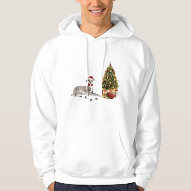 Italienska Greyhound-munnen Hund med Träd Hoodie (Framsida)