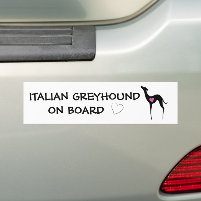 Italienska greyhound ombord på Iggy hund silhouett Bildekal (På Bil)