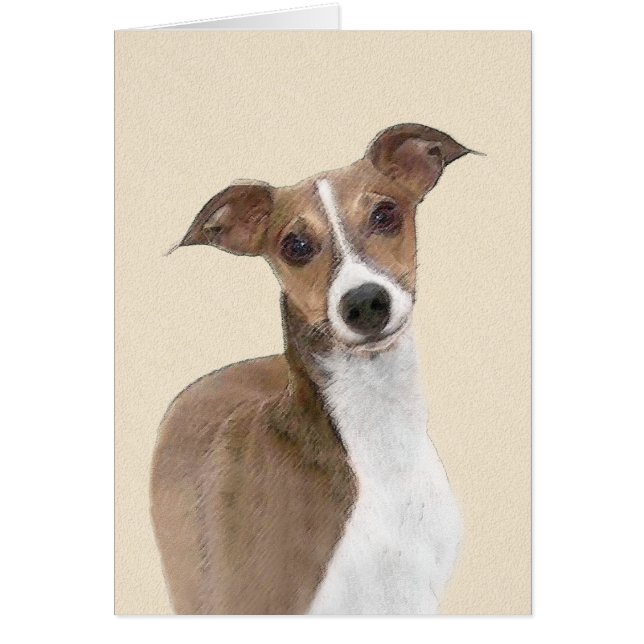 Italienska Greyhound Painting - Cute Original Hund Hälsningskort (Framsidan)