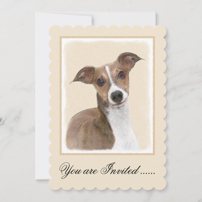 Italienska Greyhound Painting - Cute Original Hund Inbjudningar (Framsida)