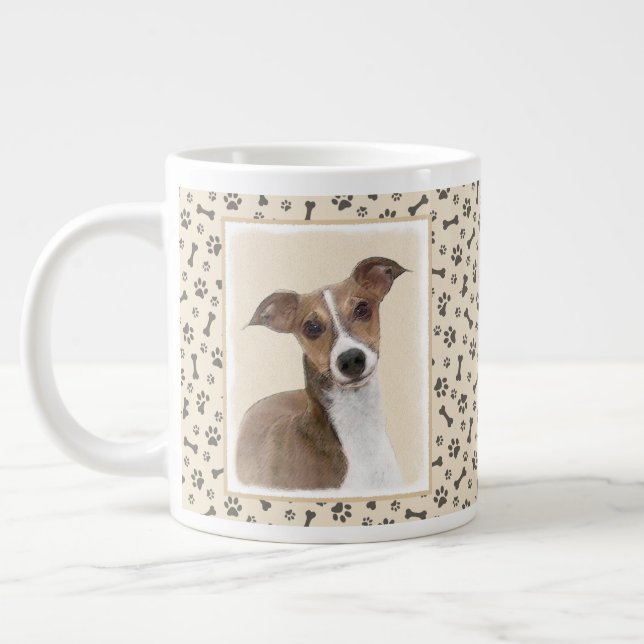 Italienska Greyhound Painting - Cute Original Hund Jumbo Mugg (Vänster)