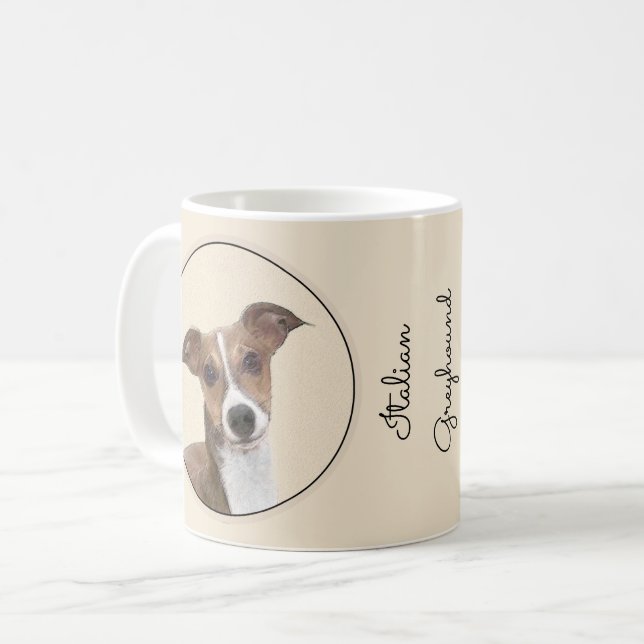 Italienska Greyhound Painting - Cute Original Hund Kaffemugg (Framsida vänster)