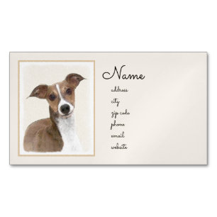 Italienska Greyhound Painting - Cute Original Hund Magnetiska Visitkort