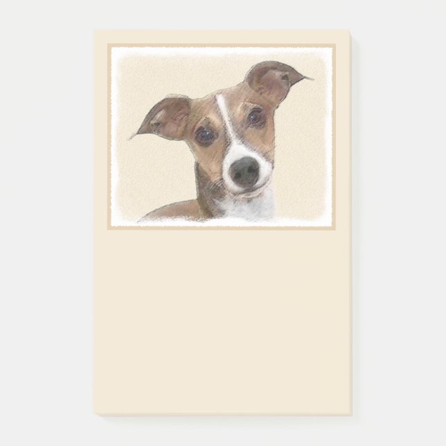 Italienska Greyhound Painting - Cute Original Hund Post-it Block (Framsida)