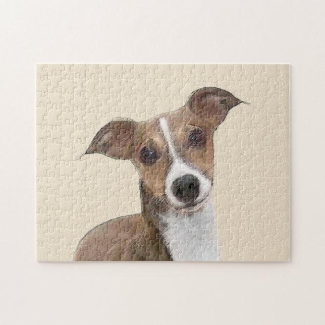 Italienska Greyhound Painting - Cute Original Hund Pussel (Horisontell)