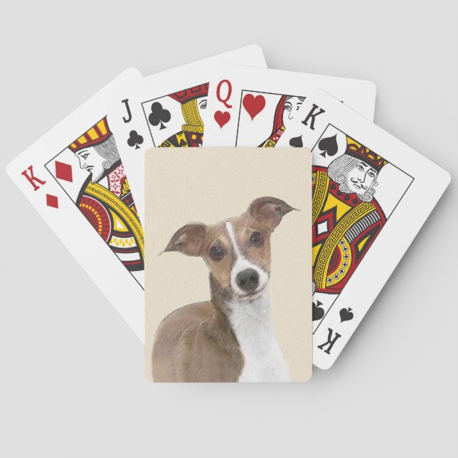 Italienska Greyhound Painting - Cute Original Hund Spelkort (Baksidan)