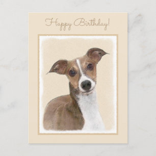 Italienska Greyhound Painting - Cute Original Hund Vykort