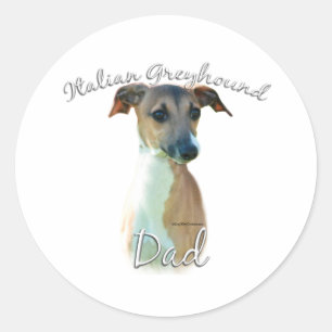 Italienska Greyhound Pappa 2 Runt Klistermärke