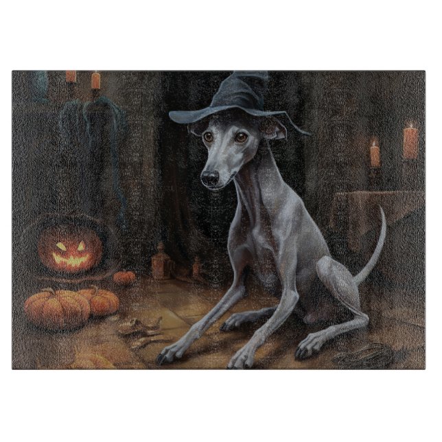 Italienska Greyhound Pumpkins Halloween Scary (Framsidan)