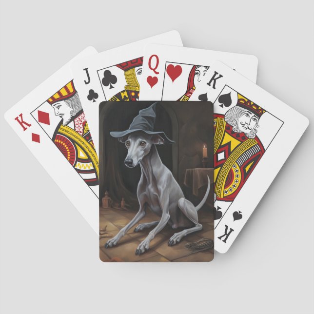 Italienska Greyhound Pumpkins Halloween Scary Casinokort (Baksidan)
