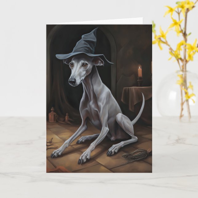 Italienska Greyhound Pumpkins Halloween Scary Kort (Gul blomma)