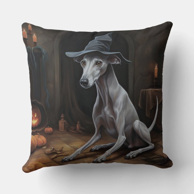 Italienska Greyhound Pumpkins Halloween Scary Kudde (Baksida)