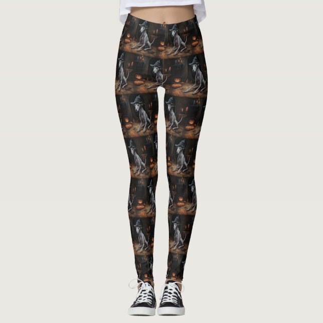 Italienska Greyhound Pumpkins Halloween Scary Leggings (Framsida)