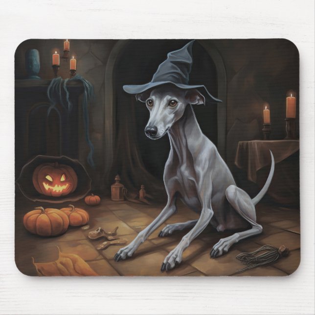 Italienska Greyhound Pumpkins Halloween Scary Musmatta (Framsidan)