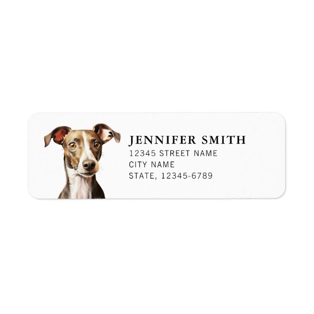 Italienska Greyhound-Returetiketter Returadress Etikett (Framsidan)