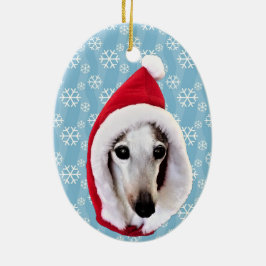 Italienska Greyhound Santa Julgransprydnad Keramik